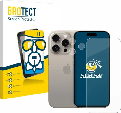 Produktbild von BROTECT Schutzglas für Apple iPhone 15 Pro (Display+Kamera) Schutzfolie Panzer Folie Glas Display Schutz klar