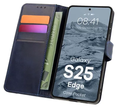 Produktbild von BIZON Case Pocket Galaxy S25 Edge marineblau