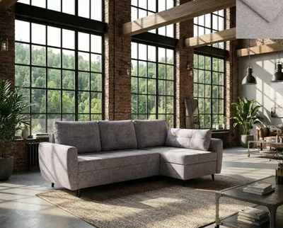Produktbild von Ecksofa SINDIA Nordelo mit Schlaffunktion und Bettkasten Universal L/R 246 cm Stoff GLOW 14 TAUPE