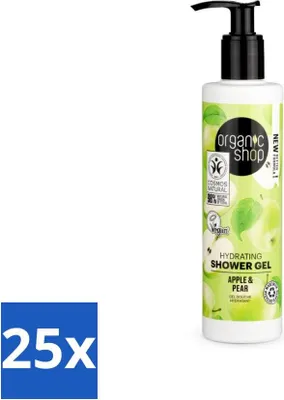 Produktbild von Organic Shop - Apfel- und Birnen-Duschgel - Erfrischend und feuchtigkeitsspendend - 280 ml - Vorteilspack - 25 Stücke