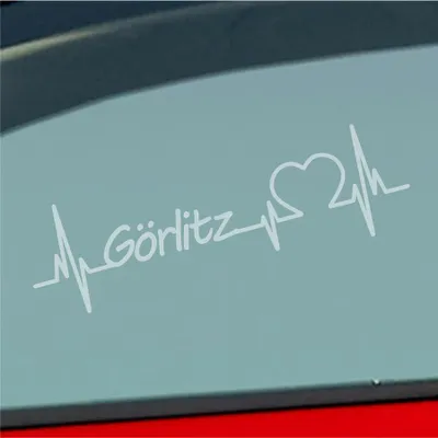 Produktbild von Auto Aufkleber Görlitz Herz Herzschlag 19x6 cm Milchglas Sticker Heckscheibenaufkleber