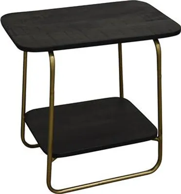 Produktbild von Beistelltisch Jason Schwarz/Gold aus Mangoholz und Stahl, 57 cm hoch, 35 cm breit, 45 cm tief