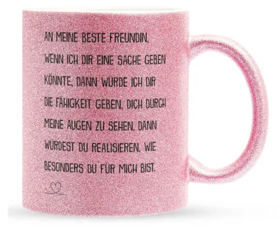 Produktbild von 22Feels Glitzertasse Pink Beste Freundin Geschenk BFF Zum Geburtstag Kaffeetasse Freundinnen Freundschaft Frauen Haferl Weihnachten Lästerschwester Unbiologische Schwester Geschenkidee Bürotasse