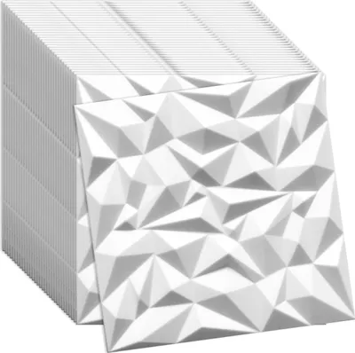 Zdjęcie produktu dla Verdico | Panel ścienny 3D - Biały - 50x50 cm - 24 sztuki - Nowoczesny design - Łatwy montaż