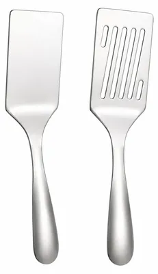 Produktbild von Pfannenwender Set - Edelstahl Schlitzwender und Spatel - Für Grillplatte - 2 Stück
