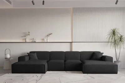 Produktbild von Wohnlandschaft U-Form CELES PREMIUM XS in Stoff Ascot Bukla Schwarz