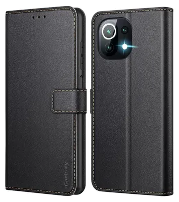 Obrázek produktu pro Ganbary Xiaomi Mi 11 Lite 4G 5G Pouzdro na mobilní telefon Černé kožené pouzdro Flipové pouzdro se sloty na karty Magnetické zavírání Funkce stojánku