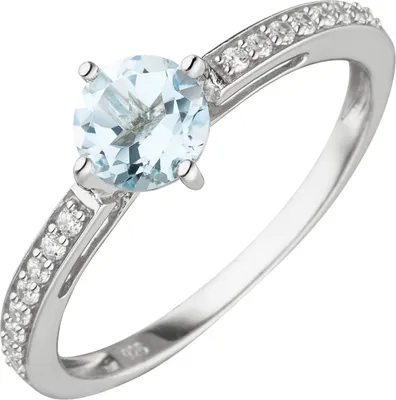 Produktbild von Gr. 58 Damen Ring 925 Sterling Silber 1 Blautopas  16 Zirkonia