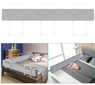 Produktbild von Eikuavons 1x Bettgitter 180cm Grau, höhenverstellbares Bettschutzgitter, Kinderbettgitter Babybettgitter Rausfallschutz für Familienbett & Kinderbett