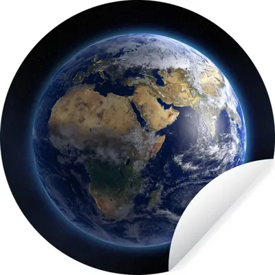 Produktbild von MuchoWow® Runde Wandtattoo - Wandsticker Tapete Aufkleber Erde - Weltraum - Planeten Ø 30 cm Selbstklebend und Repositionierbar - Wandaufkleber - Kreis - Wandbild - Fototapete - Selbstklebend - Dekoration - Wandschmuck - Schlafzimmer