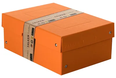 Produktbild von Aufbewahrungsbox Orange, A5, 25 x 18 x 10 cm, mit Deckel,Pappe, genietet