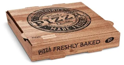 Produktbild von 100 Pizzakartons 20x20x4 cm aus Mikrowellpappe Kraft