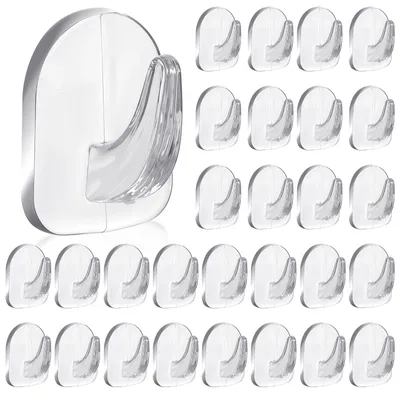 Produktbild von 30 kleine selbstklebende Haken, selbstklebende Wandhaken, kleine Acrylhaken, Handtuchhalter, Handtuchhaken für Badezimmer, Küche, Badezimmerdekoration (transparent)