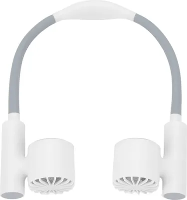 Obrázek produktu pro Ventilátor na krk 3 rychlosti USB nabíjení nízká hlučnost 2400mAh baterie ohýbací hadice 90 stupňů otočný ventilátor přenosný nositelný ventilátor bílý