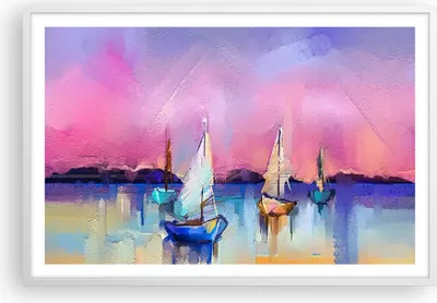 Produktbild von Gerahmtes Poster - Weißer Rahmen - Segelboot See - 91,5x61 cm - Wand Bild - Wanddeko - Wandbilder - Kunstposter - Wandposter - Bilderrahmen - Bilder - Kunstdruck - Wandbild - P2WAA91x61-4099