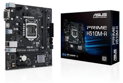 Zdjęcie produktu dla ASUS PRIME H510M-R, Intel, LGA 1200 (Socket H5), Intel® Celeron® G, Intel® Core™ i3, Intel® Core™ i5, Intel® Core™ i7, Intel® Core™..., LGA 1200 (Socket H5), DDR4-SDRAM, 64 GB
