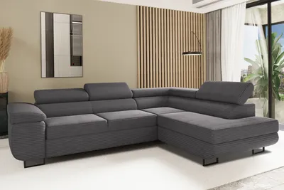 Produktbild von Kaiser Möbel Ecksofa mit schlaffunktion und bettkasten Eckcouch L-Form ATOMIC stoff Poso Rechts Dunkelgrau