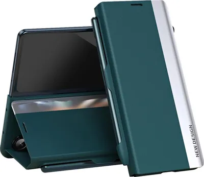 Produktbild von Für Samsung Galaxy Z Fold7 5G Design Electroplated Flip Kunstleder Schutz Cover Hülle Grün