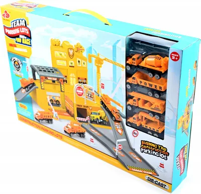 Produktbild von Parkgarage mit Rennbahn & 4 Autos Spielzeug Parkhaus Baustelle Set Kinder Geschenk