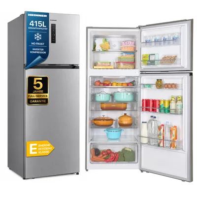 Produktbild von Heinner HF-HM415NFSE++, 415 l, NoFrost-Funktion (Kühleinheit), 39 dB, 4,4 kg/24h, E, Silber