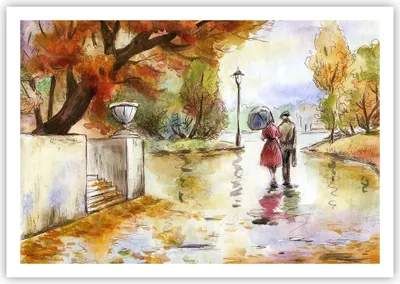 Produktbild von Poster - Poster ohne Rahmen - Wetter regen herbst park - 100x70 cm - Wand Bild - Wanddeko - Wandbilder - Kunstposter - Wandposter - Bilder - Kunstdruck - Wanddekoration - Wandbild - P2XAA100x70-2914
