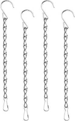 Productafbeelding van Ibenzoa® Metalen ophangkettingsets – set van 4, 24 cm, elk met een draagvermogen van 5 kg, inclusief S-haken – geschikt voor bloempotten, vogelhuisjes en lantaarns, voor binnen- en buitengebruik