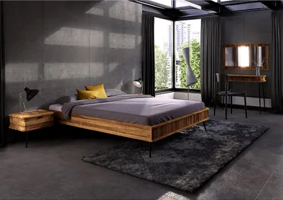 Produktbild von Schlafzimmer Set 5-teilig mit Bett 140x200 cm in Eiche massiv geölt, KABALA-165