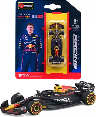 Image de Bburago Red Bull Racing RB21 – Max Verstappen n° 1 – Maquette de voiture de Formule 1 au 1/64