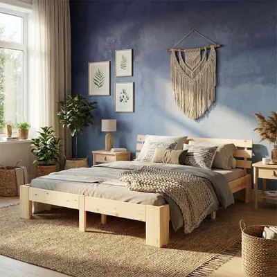 Produktbild von Homestyle4u Holzbett 140x200 cm – Massives Kieferbett mit Lattenrost, Natur