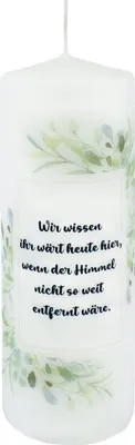 Produktbild von Trauerkerze "Wir wissen ihr wärt heute hier..." 200 x Ø 70 mm mit Klarsichtkarton