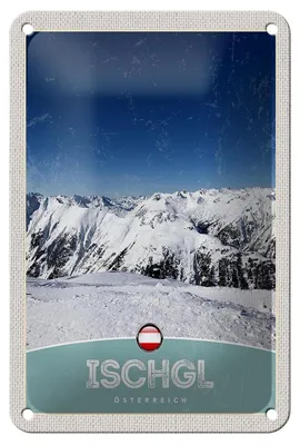 Produktbild von Blechschild Reise 12x18cm Ischgl Östereich Winter Wälder Urlaub Schild