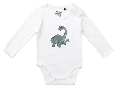 Produktbild von Huuraa Baby Body Brachiosaurus Dinosaurier 62 White  Baumwolle Fairtrade Langarmbody Geschenkidee