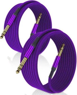 Produktbild von Stereo Audio Kabel 6,35mm Nylon geflochten schwarz für Gitarre
