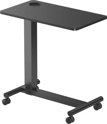 Produktbild von PureMounts® Mobiler Beistell-Tisch höhenverstellbar, Höhenverstellbarkeit 71,2cm bis 106,2cm, bis zu 7kg Tragkraft, feststellbare Rollen, integrierter Getränkehalter, schwarz