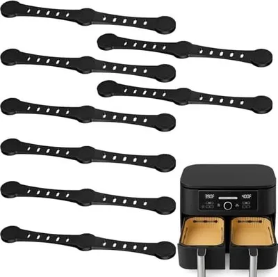 Produktbild von 8 Stück Magnete für Airfryer Backpapier Silikon - 12cm Lang, Befestigung für Heißluftfritteuse Zubehör, Einfache Anwendung, Passend für Single & Dual Basket Air Fryer