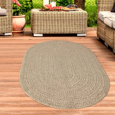 Produktbild von In- und Outdoorteppich im modernen Jute-Look beige/braun Größe - 140 x 200 cm Oval