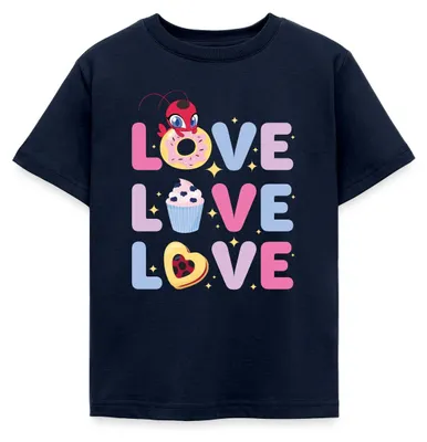 Produktbild von Spreadshirt Miraculous Love Love Love Schriftzüge Kinder T-Shirt, 110/116 (5-6 Jahre), Navy