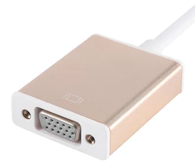 Image de Câble adaptateur USB 3.1 Type-C réversible vers VGA HDTV avec boîtier en aluminium doré