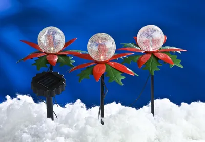 Produktbild von LED Solar-Weihnachtsterne 3er mit Farbwechsel Weihnachtsdeko Gartendeko Balkon