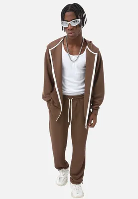 Produktbild von Zweiteiler Herren Trainingsanzug Jogginganzug Set mit Reißverschluss L Braun