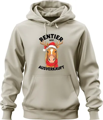 Produktbild von Rentier war t Pferd Weihnachtsmann lustig Geschenk Uni Hoodie Kapuzenpullover, Natur, S