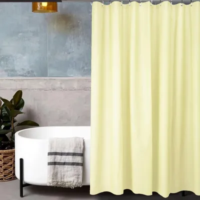 Produktbild von LIONMOOD Duschvorhang - Badewannen Vorhang inkl. Haken - Polyester Textil - 180x200cm - Farbe-Blassgelb
