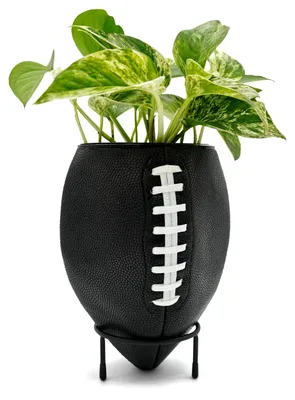 Produktbild von Omgoods – Blumentopf im Stil von American Football aus Kunstleder mit Standfuß – Pflanzgefäß, 11,7 cm