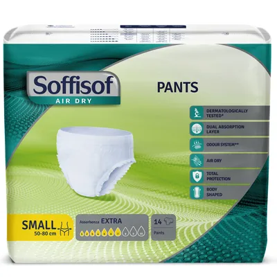 Immagine prodotto di Soffisof Air Dry Pants Extra S - 14x Pannoloni per Anziani a Mutandina - Pants Adulti 7 Gocce, Confezione Singola