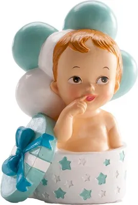 Produktbild von Baby-Junge-Tortenaufsatz 10,5 cm in einer Schachtel