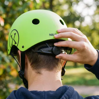 Zdjęcie produktu dla Kask do jazdy na deskorolce, zielony, rozmiar S 52-56 cm, regulacja pokrętłem
