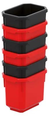 Image de Sada 6 plastových boxů na nářadí TITAN BOX  110x75x263 mm - barva: černá/červená