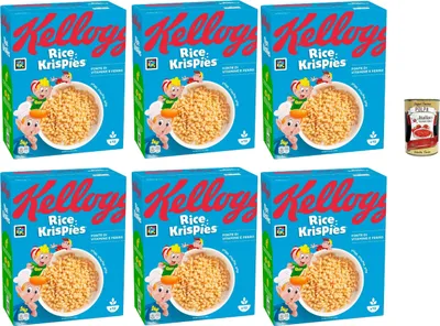 Produktbild von Kellogg's Rice Krispies (6 x 360 g) – geröstete Cerealien mit herzhaftem Crunch – knusprig gepuffter Reis für maximalen Frühstücks-Spaß + Italian Gourmet polpa 400g