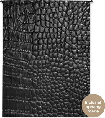 Produktbild von MuchoWow® Wandteppich Wandbehang Leder - Strukturiert - Schwarz - Grau 150x200 cm Tapisserie Dekoration Wandtuch - Wandaufhängung - Moderner