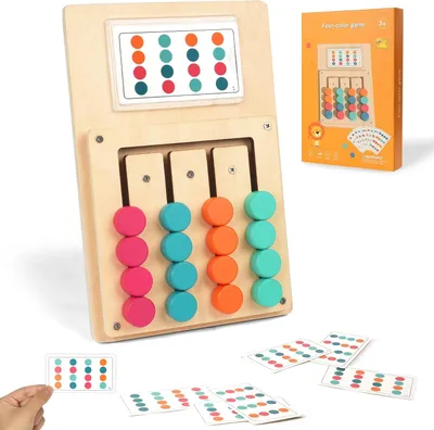 Obrázok produktu pre Drevené puzzle pre deti s vhodnými farbami – 4 farby s 12 kartičkami – Montessori hračka pre deti